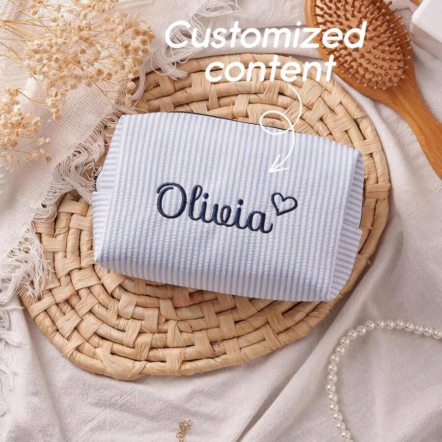 Personalized Travel Makeup Bag, Bridesmaid Gift, Customized Makeup Pouch, Monogram Tulle Pouch, Gift For Her, Best Friend, Birthday Gift, Personalized Bridesmaid Makeup Bag, Customized Bridesmaid Makeup Bag, Wedding Bag, Bridal Party Gift, Customized Bridal Makeup Bag, Embroidered Gift, Customized Makeup Bag, Bachelorette Party Customized Gift, Personalized Custom Gift For Bride - Multicolor - View 1