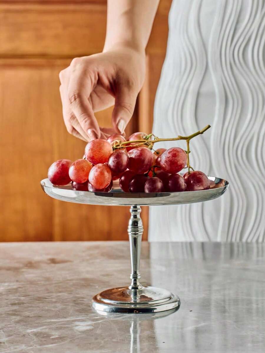 1 PC 6-Inch Circular Cake Stand, Dessert And Fruit Tray,Stainless Steel Trays Are Suitable For Holiday Events Such As Weddings, Parties, Christmas, Birthdays, Etc - Silver - View 1