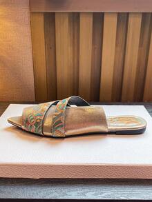 女士复古平底凉鞋，尖头，撞色设计，户外休闲度假凉鞋，春夏穿搭 - 淺金色 - 查看 2