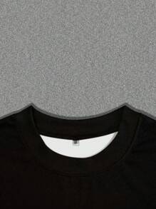 1 件男士宽松复古时尚耶稣 3D 印花喇叭袖短款休闲 T 恤，春夏秋季，情绪摇滚，秋季，2000 年代风格 - 黑色 - 查看 3