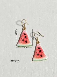 Limited Summer Collection! Handcraft Watermelon Slice Dangle Earrings, Cute Fruit Style Earrings - Watermelon Slice Ear Hooks - View 3