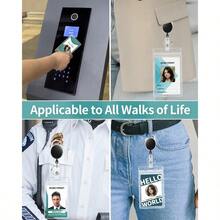 2 Pack Badge Holder Vertical Clear Plastic Case With Retractable Badge Reel Carabiner Clip Soft Waterproof Card Protector For IDs Credit Cards Proximity Cards Drivers Licenses And Passes - 樣式1 - 查看 9