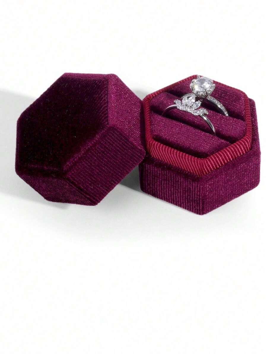 1pc Ring Box, Earring Storage Box, Diamond Ring Box, White Couple Ring Box, Jewelry Box - Multicolor - View 1