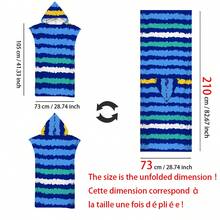 1 件多色条纹连帽斗篷,海洋元素,二合一超柔软超细纤维沙滩毯和带纽扣的连帽沙滩巾,可拆卸用作沙滩毯,超强吸水毛巾,适合旅行、泳池、潜水、冲浪、瑜伽、露营 - 彩色 - 查看 22