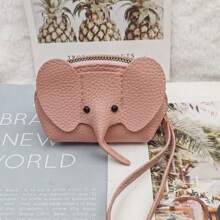 1pc Korean Luxury Soft PU Leather Elephant Wallet, Women Card Holder Keychain Pouch, Lipstick Organizer Pendant, Cute Elephant Zipper Coin Purse, Fresh Small Compact Coin Wallet, Storage Essential