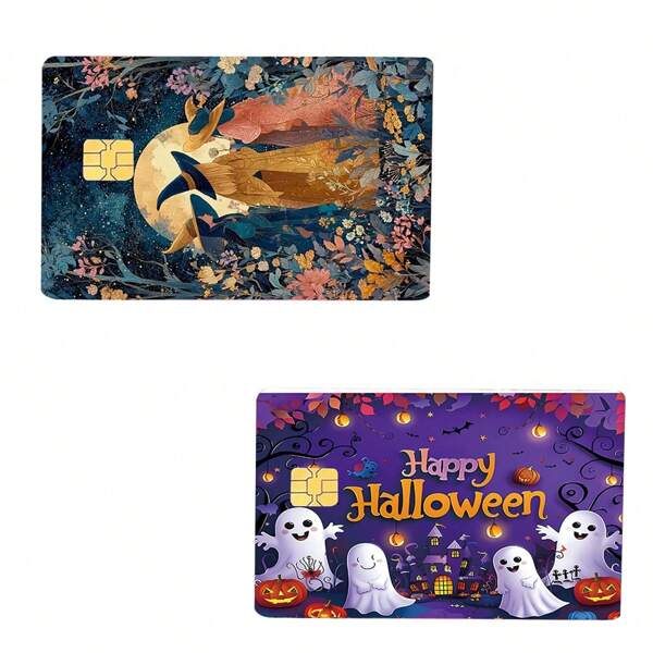 Halloween Theme 1-Pack Vinyl Credit Card Sleeve - Removable Durable PVC Card Sleeve For Debit And Bank Cards