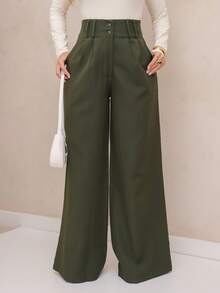 YING ZI Women Pants - Army Green - View 1