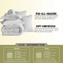 7Pcs/5Pcs Chic Bed Comforter Set, Designed With Geometric Quilting, Suitable For Hotel Bedroom Room Decor, Suitable For All Four Seasons, Soft And Comfortable Summer Bedding Set, Including 1 Comforter, 4 Pillowcases, 1 Flat Sheet And 1 Fitted Sheet. - White - View 4