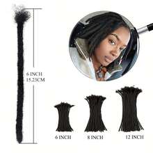 Real Human Hair Dreadlock Extensions 0.6cm Thickness 10 Strands, Full Handmade, Permanent Locs For Men/Women, Can Be Dyed, Bleached, Curled, Twisted - Natural Black - View 4