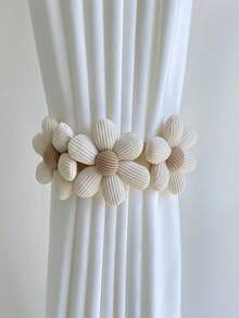 2 Pieces / 1 Pair No-Drill Curtain Hook Tie-Back Strap, Simple And Versatile Design. Plush Flower Tie-Back Curtain Hook, Suitable For Homes, Offices, Dormitories, And All Types Of Curtains. A Must-Have For Home Decor.