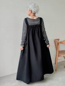 FRIFUL Women's Black Long Strap Dress, Spring Sundress