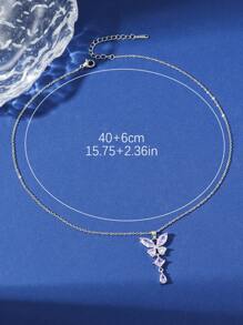 Hihho 1pc Fashionable Luxurious Purple Cubic Zirconia Butterfly Design Pendant Necklace For Women, Decoration Gift