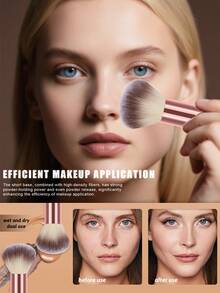 Set de 25 brochas de maquillaje todo en uno: brochas de fibra sintética premium ultrasuaves con formas completas para rostro y ojos (base, rubor, sombra de ojos). Aptas para todo tipo de piel, ideales para maquillaje diario, looks de oficina y viajes. - Multicolor - Ver 12