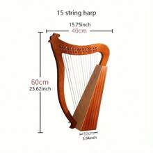 1pc 15/19-String Wooden Harp, Professional-Grade Sound Quality, Handcrafted Texture, Made Of Redwood, Includes Tuning Tool, Suitable For Beginner And Professional Performance - Log color small harp - View 7