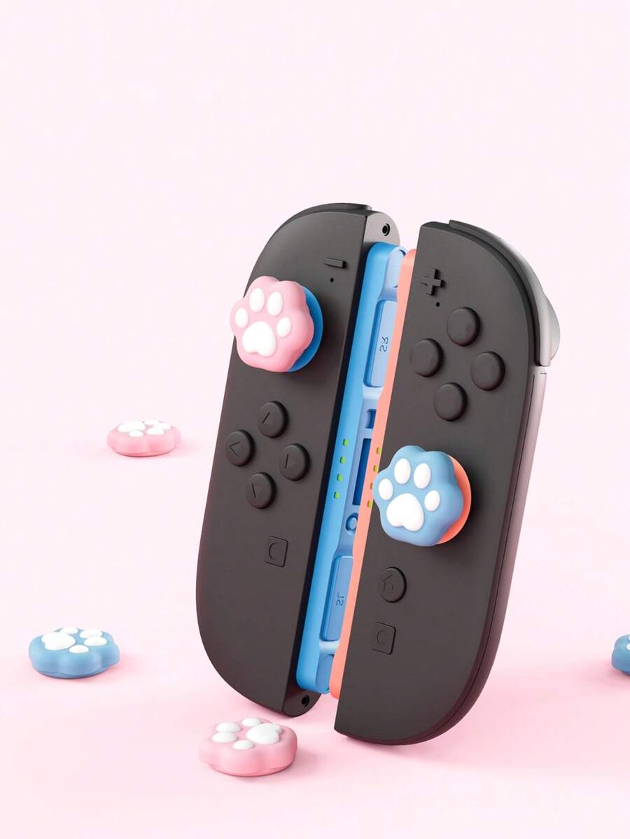 GeekShare 不对称猫爪（粉色和蓝色）模拟摇杆帽（适用于 2 个） - 彩色 - 查看 1