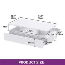 BALCONERA White UV High-Gloss Coffee Table With 4 Drawers – 7-Color RGB LED Strip , 90*55*41CM E1 MDF Coffee Table For Living Room, Home Office & Lounge, Knock-Down Design - White - View 6