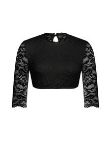 ii 巴伐利亚啤酒节服装传统连衣裙花卉蕾丝衬衫经典上衣，万圣节 - 黑色 - 查看 1