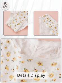 5 szt. przejrzystych i orzeźwiających, jednolitych kolorów i uroczych damskich spodni trójkątnych ze średnim stanem, czystych, uroczych, modnych, prostych, miękkich, wygodnych, z nadrukiem i jednolitym kolorem, dwie serie bielizny, odpowiednie do użytku domowego i na zewnątrz, na cztery pory roku, na imprezy i jako prezent