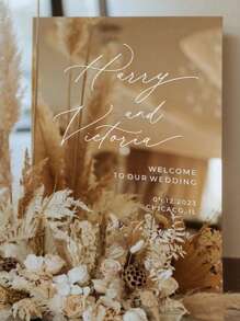 1pc 55 * 40 Cm Blank Acrylic Mirror Gold/Silver Wedding Sign, Bridal Shower Sign, Wedding Ceremony And Reception Sign, DIY Newlywed Couple Name, Wedding Date And Blessing Gift, Birthday, Graduation, Summer Beach, Back To School, Room Decor