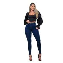 Women's Dark Blue High Waist Skinny Jeans New Release 2024 - Xanh đậm - Xem 3