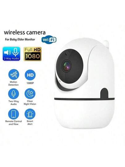 1pc High Definition Wireless Wi Fi Home Camera, Baby Pet Monitor, Night Vision Motion Detection Function, Two Way Voice, Record Monitoring.