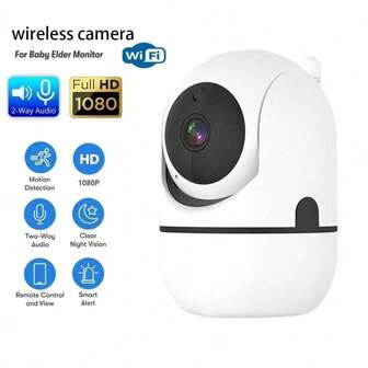 1pc High-Definition Wireless Wi-Fi Home Camera, Baby And Pet Monitor, High-Definition Night Vision Monitor, Motion Detection Function, Night Vision Function, Two-Way Voice, Suitable For Home Record Monitoring.