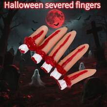 5 buc degete realiste sângeroase de groază tăiate, degete false rupte realiste de Halloween, potrivite pentru Halloween, casă bântuită, teatru, decorare magică pentru petrecere, cosplay, recuzită de decorare pentru petrecere cu parte a corpului ruptă de Halloween