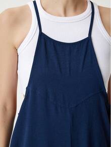 Solid Color Casual Pocket Twist Vacation - Navy Blue - View 6