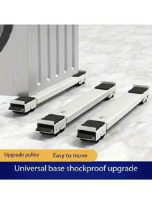 2pcs Adjustable 45-70 Cm Stainless Steel Anti-Vibration Washing Machine Stand, Non-Slip Rust-Proof Feet, Load Bearing 300kg, Suitable For Refrigerators And Washers, Easy Assembly, Large Household Appliance Base With Casters