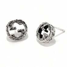 女士耳环，Gucci 镌刻互扣式 G 耳环，纯银耳环，适合日常佩戴、约会、各种节日和送礼。YBD457109001 - 銀 - 查看 5