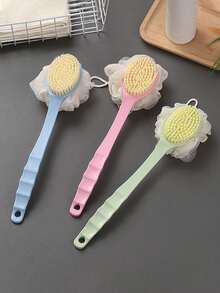 1 件装二合一双面沐浴刷，长柄软毛，长柄沐浴刷，多功能刷子，用于背部擦洗，背部去角质和淋浴清洁 - 彩色 - 查看 9