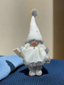 Standing White Santa Claus Couple Decor Ornament For Indoor Home