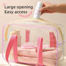 1 chiếc túi nhựa trong suốt, túi đi biển PVC dung tích lớn dành cho nữ, túi xách tay, túi đựng mỹ phẩm, túi đựng đồ dùng vệ sinh cá nhân, túi chống thấm nước dùng trong nhà tắm và hồ bơi, túi đeo vai đựng đồ dùng vệ sinh cá nhân. - Nhiều màu - Xem 6