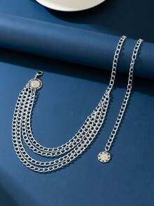 1pc Exaggerated Multi-Layer Queen Portrait Waist Chain Fall, Autumn, Halloween - Silver - View 13