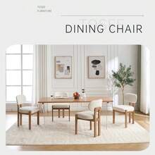 Modern Farmhouse Dining Chairs Set Of 2, Chenille Fabric Kitchen Chair With Rubber Wood Legs Armless Upholstered Accent Chairs For Dining Room Kitchen Island Home - 米色 - 查看 5