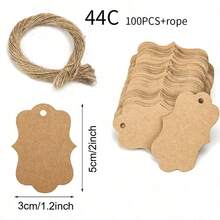 100Pcs/Pack Thank You For Your Tags And Ropes, Party And Holiday Decoration Kraft Paper, Gift Tag Tags, DIY Handmade Thank-You Tags, Holiday Gift Tag Tags, Party And Wedding Decoration, Blank Tags, Holiday Party Decoration, Christmas Gift Tag Tags