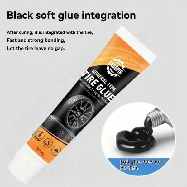 Heavy Duty Tire Repair Glue - Fast Curing, Waterproof Sealant & Adhesive - For Trucks, Cars, Bikes, Trailers - Permanent Solution For Punctures, Sidewall Damage, Tire Tears - Vehicle Tire Patch Glue, Easy-To-Use Design