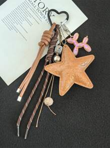 1PC Y2K Style Pink Star Bag Accessory, Chenille Bag Accessory, Keychain Accessories Car Pendant Can Be Used For Bag Pendant Pendant. Gifts Valentine'S Day Stylish For Teen Girls Women College Students Teacher White-Collar Workers Rookies & White-Collar Workers Gift Accessories Decor Present Car Accessories Women Key Chain Charms Back To School Supplies Gifts For Teachers