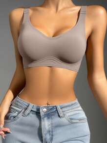 Soft Support Bra For Women, Solid Color, Comfortable, Minimalist, Wireless, Non-Sagging Bra