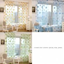 6PCS Sun Sunflower Curtains Kitchen Decoration Small Window Gauze Yellow Curtains Room Scarf Door Bed Bedroom Living Room Curtain Panel Flower Curtain Panel (Yellow, Blue, Green). - Nhiều màu - Xem 1