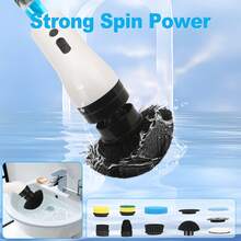IAGREEA 2026 Electric Spin Scrubber, An Electric Cleaning Brush That Is And Features A Rotating Design. It Can Use Cleaning Solutions And Comes With 9/7/5 Interchangeable Brush Heads, 1500mAH, Offering 2 Adjustable Speeds. This Versatile Scrubber Is Suitable For Bathrooms, Kitchens, Bathtubs, Tiles, Sinks, Walls, Windows, And Cars. - Black and White - View 2