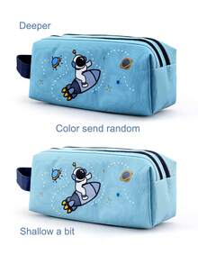 宇航员卡通图案铅笔盒，减压笔袋可爱学校用品美观收纳盒，学校用品，铅笔袋，书包 - 彩色 - 查看 12