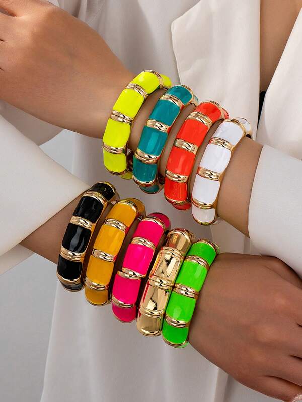 1 Stück minimalistisches geometrisches asymmetrisches Bambus-Knoten Armband zum Öffnen für Frauen, einzigartiges Design, verschiedene Farben für Alltag/Festival/Party erhältlich