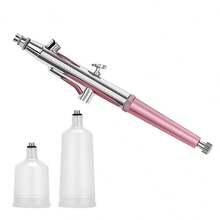 Kit aerografo portatile, include compressore d'aria, ugello da 0,3 mm, set di strumenti per la verniciatura a spruzzo, adatto per pittura, modellismo, decorazione di torte, arte di unghie (rosa - ugello da 0,3 mm)