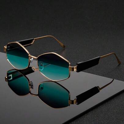 1 pieza Gafas con diseño geométrico poligonal, gafas con montura gruesa futurista, adecuadas para uso diario