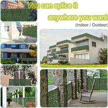 Artificial Ivy Privacy Fence Wall Screen, UV Resistant, Green Background, Leafy Tree Lattice Panel, Made Of Plastic, For Patio, Balcony, Garden, Backyard, Indoor Outdoor Green Wall Decoration