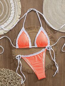 PEPPERMOLLY Bộ bikini 2 mảnh gợi cảm và thời trang dành cho nữ, màu xanh dương, thích hợp cho mùa hè đi biển. - màu đỏ cam - Xem 3