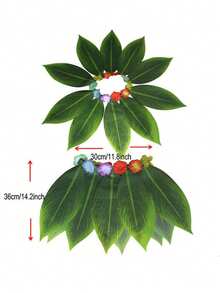 1pc Green Grass Skirt Hawaiian Outfit, Suitable For Beach, Summer Parties, Unisex, Tropical Vibe, Perfect For Adults And Men/Women, Ideal For Summer Celebrations, Outdoor Activities, And Halloween - Fabric Leaf Skirt - View 6