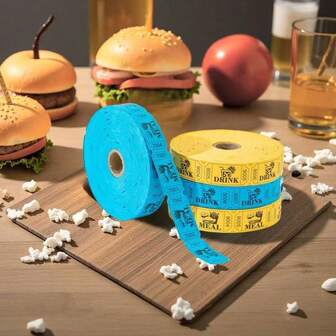 1,000 张连续餐券，带有 MEAL 图案和 DRINK 图标的抽奖券 | 用于活动、班级奖励、电影之夜、奖品、活动用品、抗撕裂材料、派对组织者的纸板，