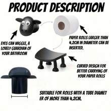 1/2/3/4/5/6/10 Soporte para papel higiénico de oveja - Soporte divertido para papel higiénico de pie para baño - Soporte para papel higiénico de oveja 3D impreso en negro - Almacenamiento divertido para rollo de toallas de papel - Decoración linda para el baño